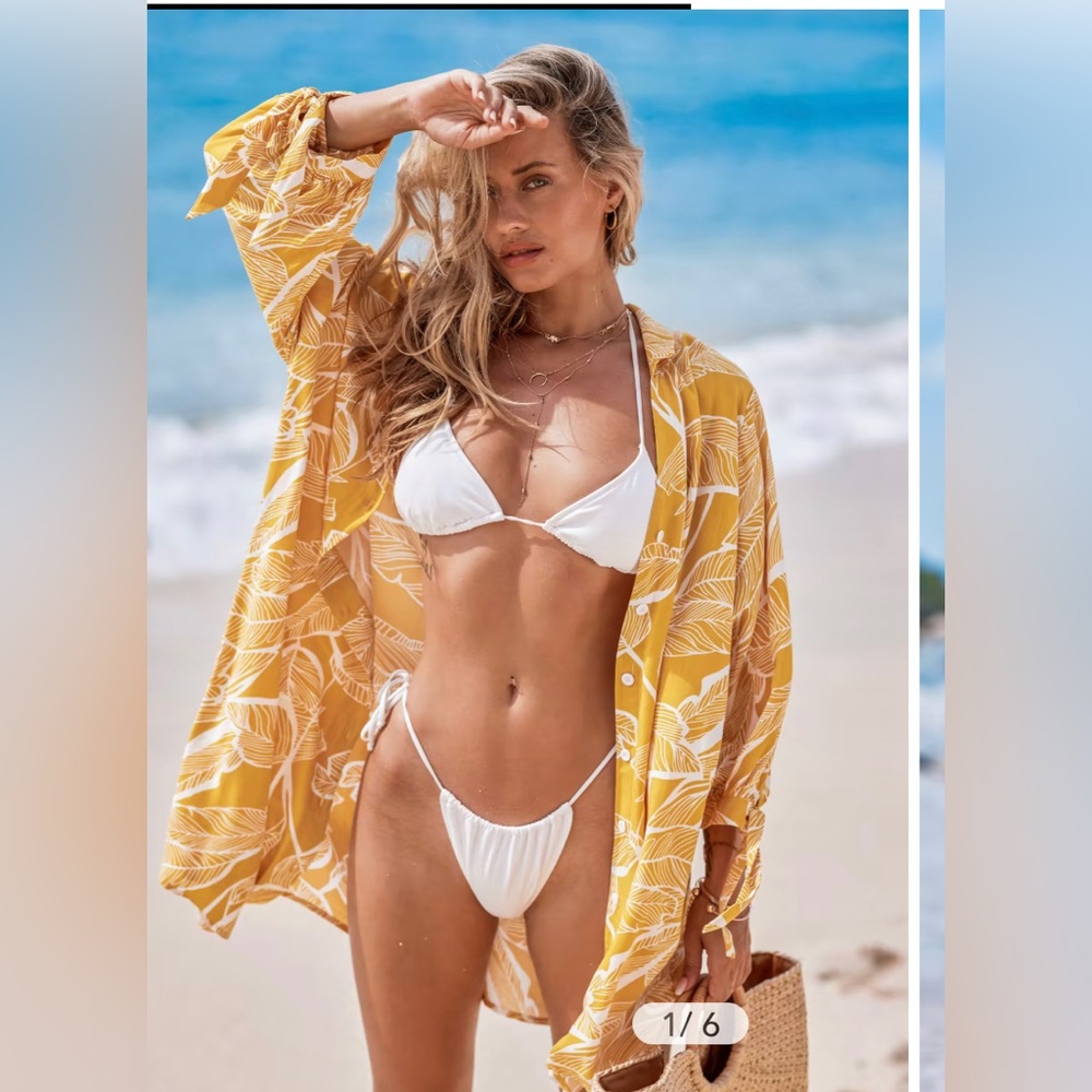 Brand new never worn Cupshe Cover up in beautiful yellow/white leaf pattern